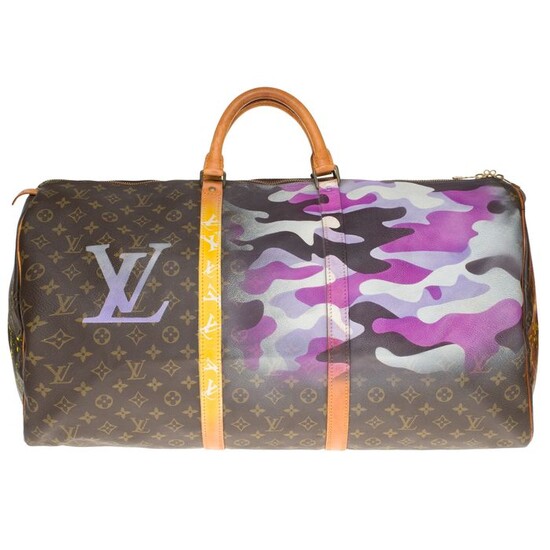 Louis Vuitton - Keepall 60 en toile Monogramme customisé "Camouflage" by PatBo Weekend bag
