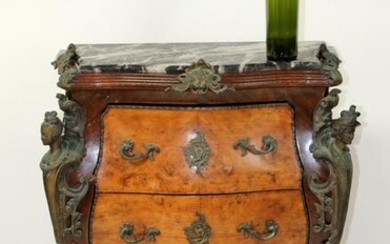 Louis XV style bombe marble top chest
