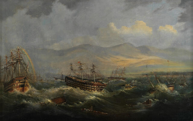 Lt. John Frederick Warre (British, active mid-19th century) Very heavy swells causing trouble for ships off a coast