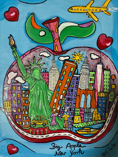 MANUELA REITZ. Studio. 'Big Apple New York', mixed media on canvas.