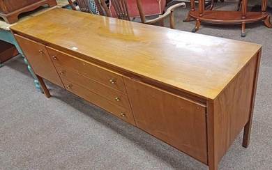 MID 20TH CENTURY TEAK SIDEBOARD WITH 3 CENTRALLY SET LONG DR...