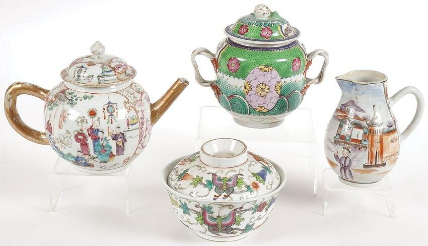 MIXED CHINESE EXPORT PORCELAIN GROUP 19TH C