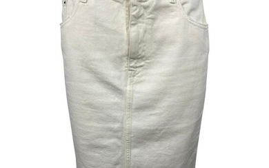 MM6 Maison Margiela White Denim Pencil Skirt, Size 42
