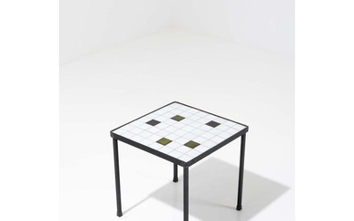 Mado Jolain (1921-2019) Low table Enamelled ceramic and lacquered metal Created around 1950 H 42 x W