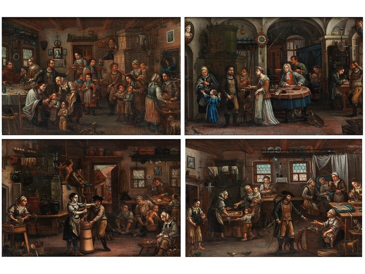 Maler des 18. Jahrhunderts, GRUPPE VON VIER INTERIEURDARSTELLUNGEN