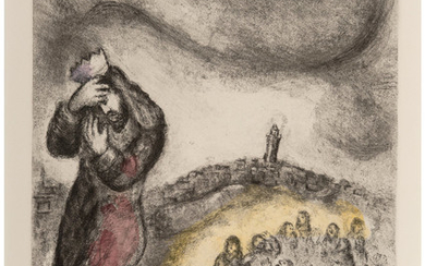 Marc Chagall (1887-1985), David montant la colline des oliviers, pl. 71, from La Bible (1958)