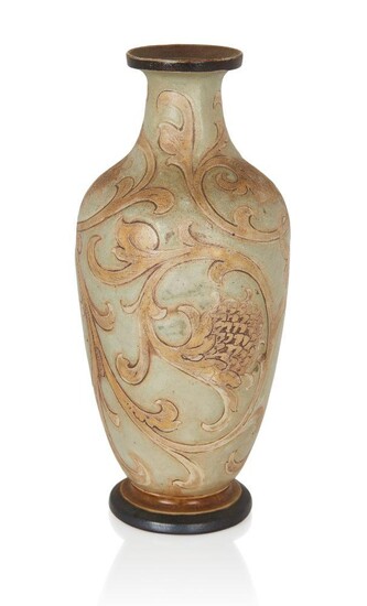 Martin Brothers, Scrolling foliate vase, August 1903, Glazed stoneware, Underside incised 8-1903/Martin Bros/London & Southall, 15.5cm high