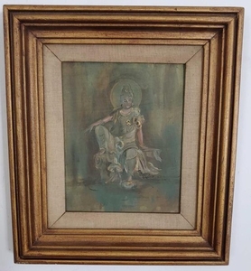 Mary Gignilliat Gouache on Silk Seated Guanyin