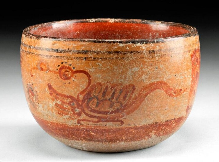 Maya Peten Polychrome Bowl w/ Avian Motif