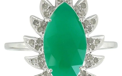 Meghna Jewels Claw Green Onyx Diamond Ring