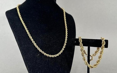 Men's 14K Gold Rope Chain and Bracelet Set