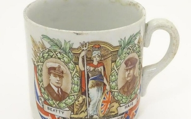 Militaria: an early 20thC ceramic mug with First World