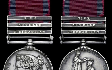 Military General Service 1793-1814, 3 clasps, St. Sebastian, Nivelle, Nive (John Sutton, 1st Fo...