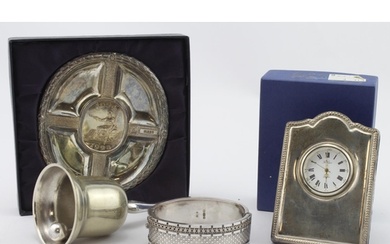 Mixed lot of silver & silver plate comprising a Victorian si...