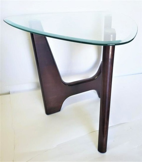 Modern Foldable Three Legged Beveled Glass Coffee Table