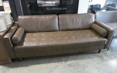 Modern grey leather upholstered 3 seater sofaCondition Report There is...