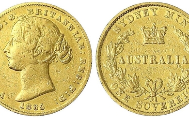 Monnaies et médailles d'or étrangères, Australie, Victoria, 1837-1901, Sovereign 1865, Sydney Mint. 7,94 g. 917/1000....