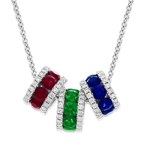 Multi Stone Necklace set with 2.01ct. multi stones and 0.44 ...