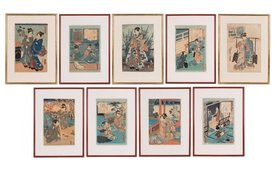 NINE JAPANESE WOODBLOCK PRINTS BY UTAGAWA KUNISADA
