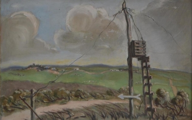 NORMA BULL, THE CROW'S NEST, NERANG STATION 1953, OIL ON TIN, 34 X 50CM