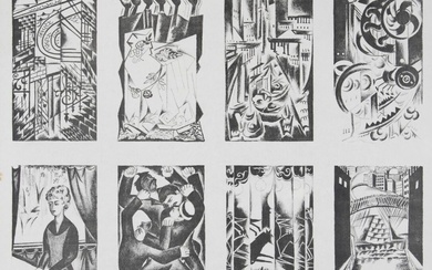 Nathalia GONTCHAROVA (1881-1962) (01550) La cité, 1920 Ensemble de huit lithographies sur papier chine, sur...