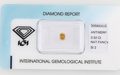 Natural Fancy Orangy Yellow Diamant 0,52 ct si1