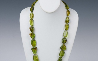 Natural Green Amber Bead Necklace
