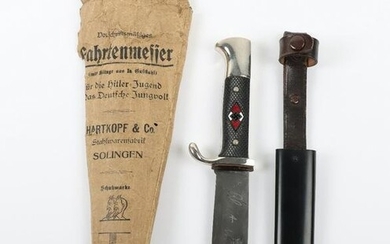 Near Mint Un-Issued Example of Hitler Youth Boys Dagger by Hartkopf & Co in Original Paper Bag of