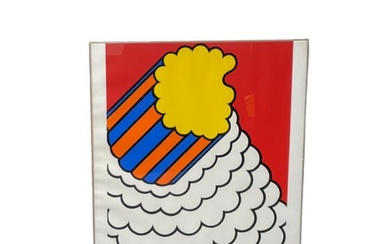 Nicholas Krushenick (American, 1929 â€“1999) White Smoke, Red Sky, 1968, Banner Calendar, Multiples