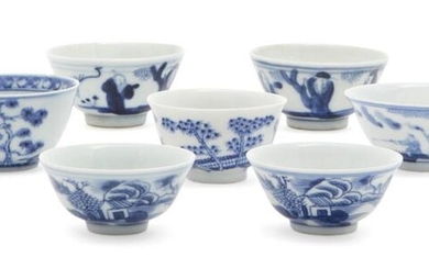 Nine Chinese porcelain wine cups, 18th-19th century,...