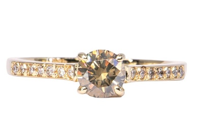 No Reserve Price - 0.63 ctw - 14 kt. Yellow gold - Ring - 0.52 ct Diamond - Diamonds