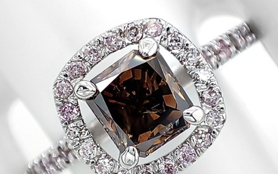 ***No Reserve Price*** 1.48 Carat Fancy and Pink Diamonds Ring - 14 kt. White gold - Ring