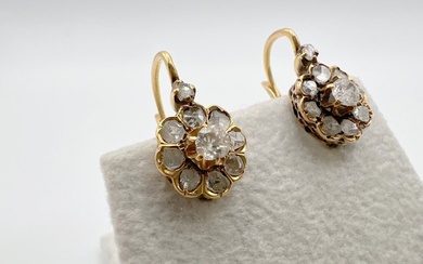 No Reserve Price - Earrings - 18 kt. Yellow gold Diamond (Natural) - Diamond