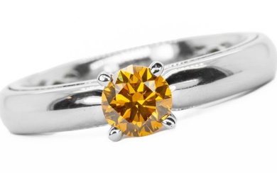 No Reserve Price - Ring - 18 kt. White gold - 0.62 tw. Orange Diamond (Natural coloured)