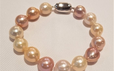 No reserve price - 925 Silver - 11x13mm Multi Edison Pearls - Bracelet
