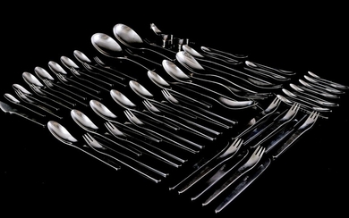 Arne Jacobsen (1902-1971), Minimalist 79-piece stainless steel cutlery, design Arne...