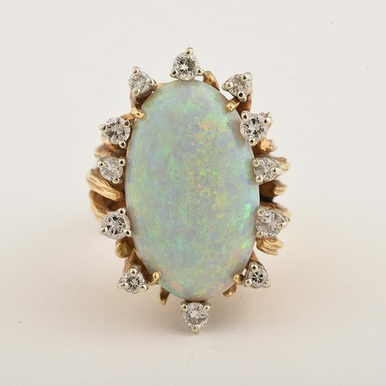 Opal, Diamond, 18k Yellow Gold Ring.