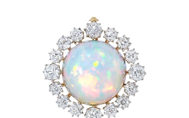 Opal and Diamond Brooch