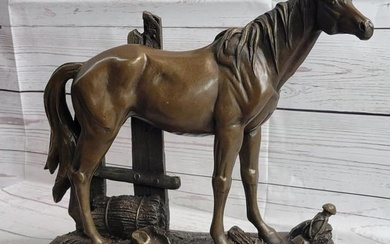 Original Horse At The Stable Bronze Sculpture On A Marble Base - 12" x 12"