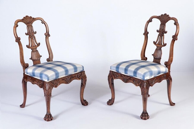 PAIR CARVED SIDE CHAIRS IN THE ROCCOCO STYLE