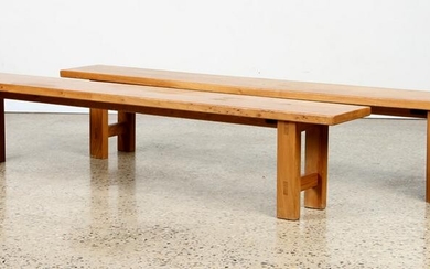PAIR ELM BENCHES MANNER OF PIERRE CHAPO