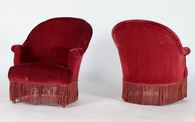 PAIR FRENCH NAPOLEON III STYLE CLUB CHAIRS C.1900