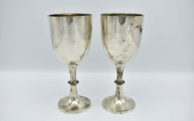 PAIR OF LATE EDWARDIAN SILVER GOBLETS