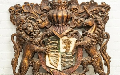 POLYCHROMED AND FIBERGLASS COAT OF ARMS, UNITED