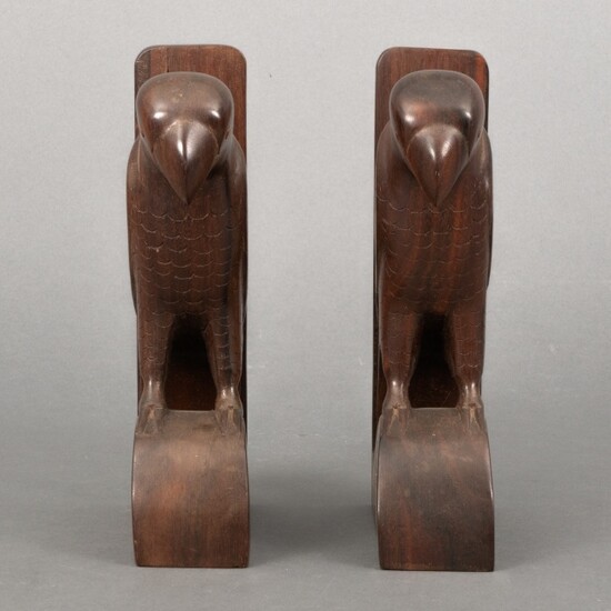 Paar palissander houten boekensteunen in de vorm vogels, 21...