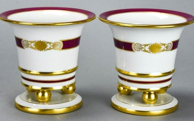 Pair Herend Hungary Porcelain Compotes