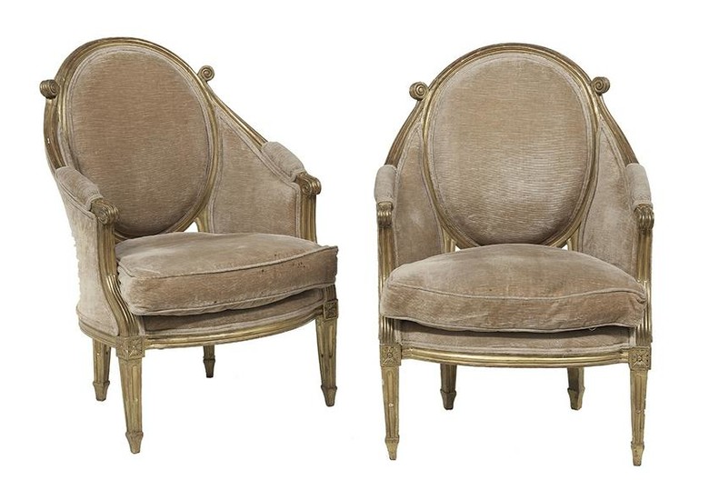 Pair of Baltic Neoclassical Giltwood Armchairs