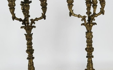 Pair of Cast Bronze Candelabra