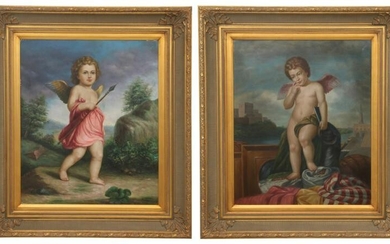 Pair of Cupid Paintings (20th Century)