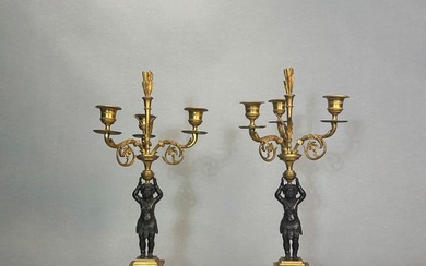 Pair of French Gilt Bronze Boy Candle Bras, 19th Century